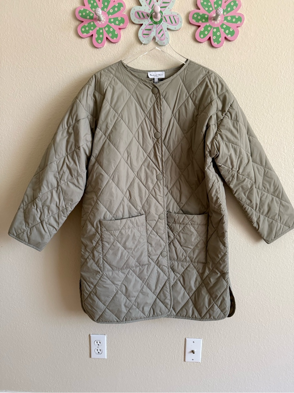 Michael Stars Quilted Longline Jacket in Taupe 1X